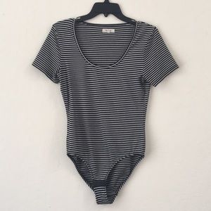 Madewell body suit black and white striped